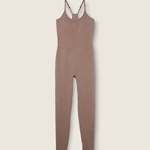 Victoria Secret Pink Active Seamless Jumpsuit Brown Neutral Racerback medium